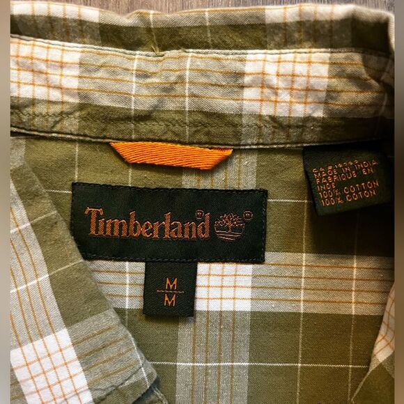 Timberland Men’s Short Sleeve Plaid Button Down Shirt Size medium - Picture 3 of 8